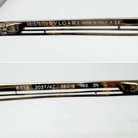 Bvlgari Bulgari Cat-Eye Rimless Mirrored Sunglasses Gold Metal w/ case - Picture 8 of 12